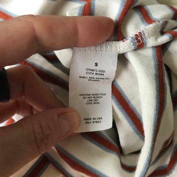 Green Envelope‎ Top Womens Small Cream Tank Stripe Tie Bow Preppy Basic Soft - Picture 10 of 10